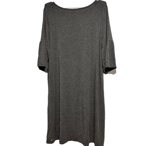 Matilda Jane Women's Shift Dress Gray Large Jersey Knit Bell Sleeve Round Neck - Picture 3 of 8